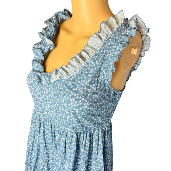 HATCH Blue Cotton Calico Floral Sleeveless Maternity boho Dress size 0 - Picture 3 of 9